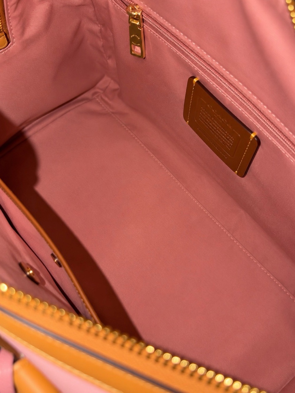 Coach Pink Signature Satchel with Floral Tag and Pearl Accents - Picture 9 of 10